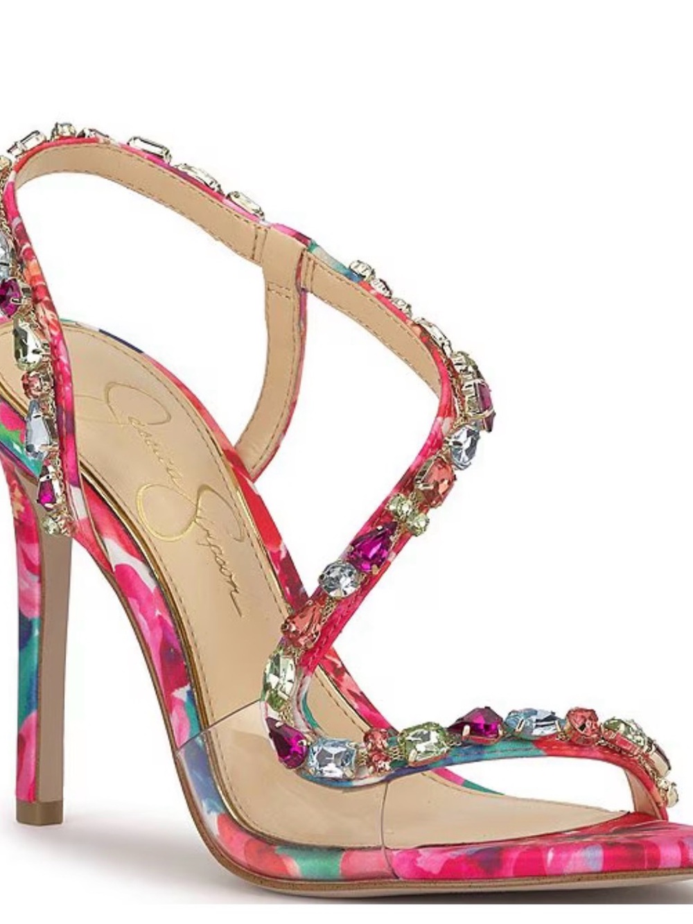 Jessica Simpson Multicolor Gem-Embellished Strappy Heels